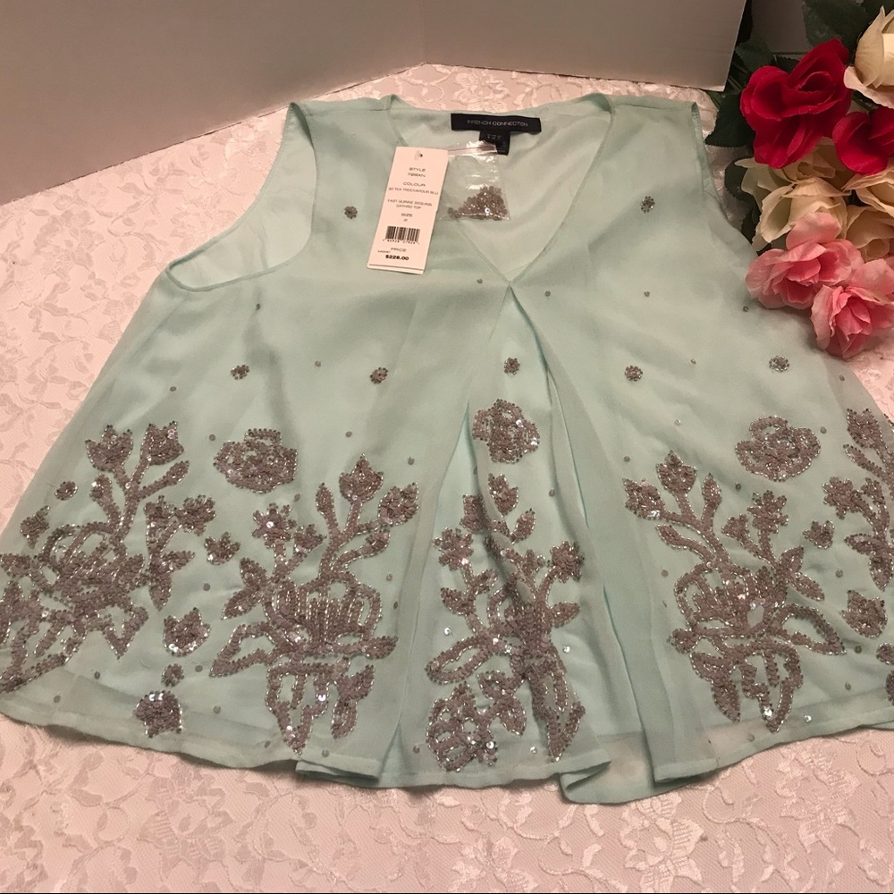 French Connection Sequin Floral Embroidery Top 2